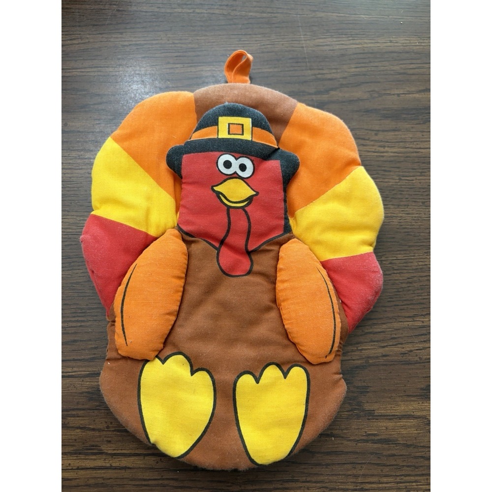 Vintage 1995 Gibson Greetings Thanksgiving Turkey Potholder Wall Hanging